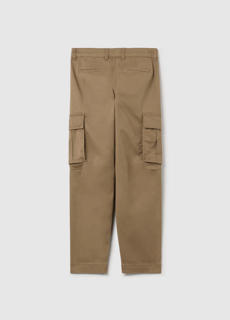 Ovs Stretch Cotton Cargo Trousers
