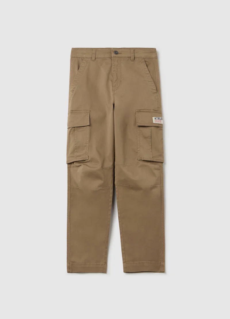 Ovs Stretch Cotton Cargo Trousers