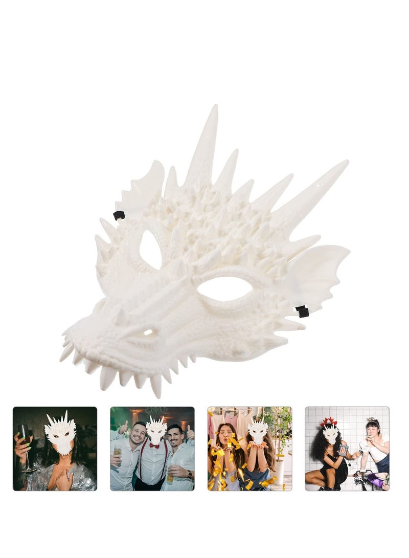SYOSI Dragon Mask 3PCS Cosplay Mask Dragon Head Mask White Dragon Animal Mask Party Masquerade Cosplay Costume Accessory (White) - Image 5