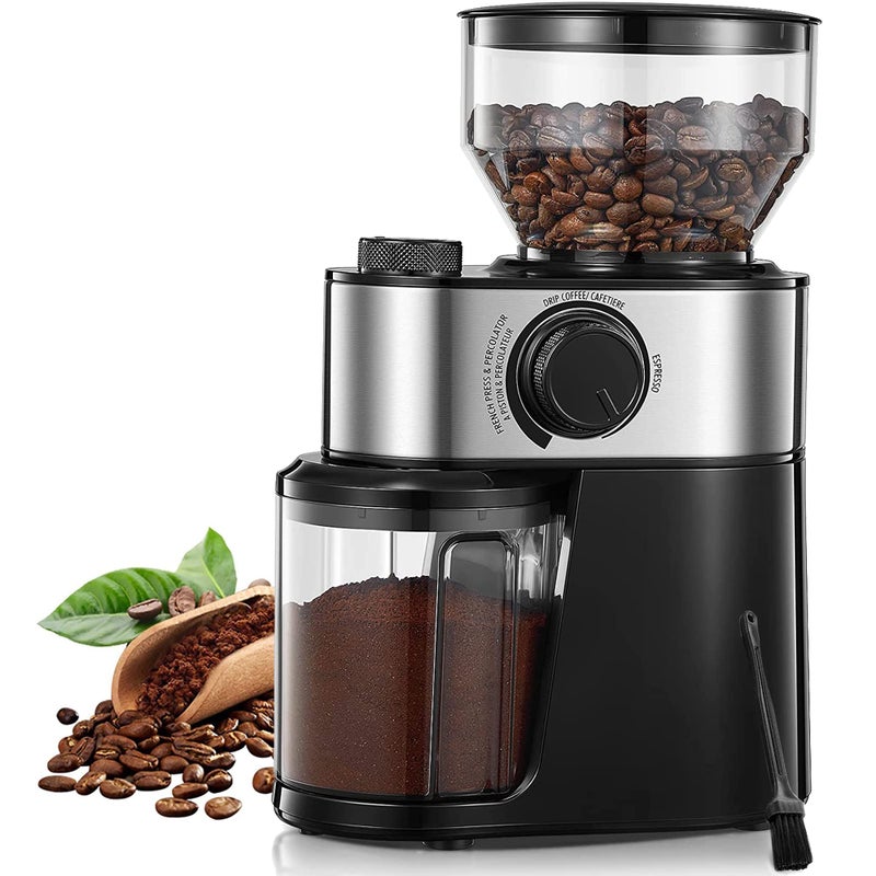 FOHERE Coffee Grinder Burr Electric 18 Precise Grind Setting 214 Cup 200W Coffee Grinder for Drip CoffeeFrench Press 250g Capacity with Brush Easy to Clean Black FOHERE