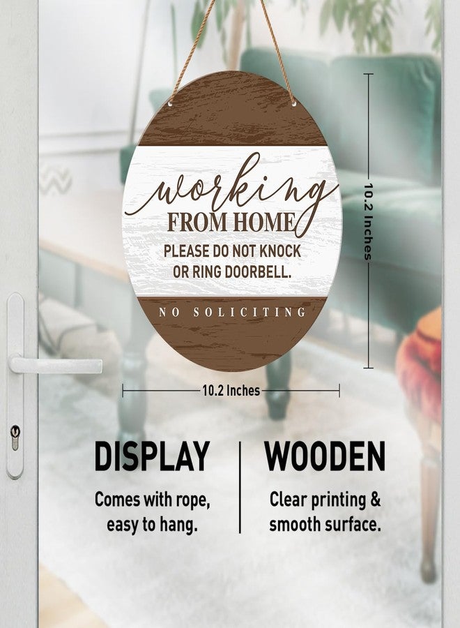 HSNBT Working from Home Sign for Front Door, Please Do Not Knock or Ring Doorbell Hanging Sign for Home Porch Decor No Soliciting Do Not Disturb Sign Wall Decorations - Image 2