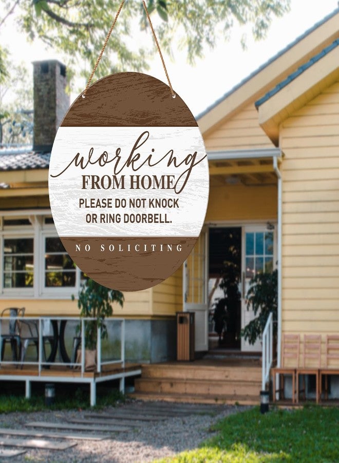 HSNBT Working from Home Sign for Front Door, Please Do Not Knock or Ring Doorbell Hanging Sign for Home Porch Decor No Soliciting Do Not Disturb Sign Wall Decorations - Image 5