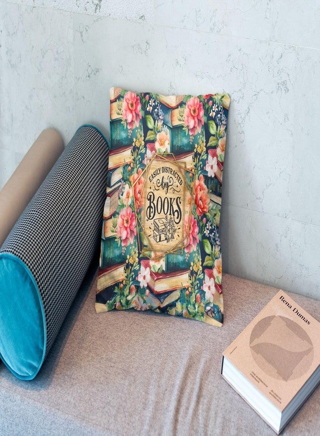 OFlich Book Lovers Gifts, Bookworm Gifts, Book Nerd Gifts, Easily Distracted by Books Pillow Covers 18x18, Gifts for Readers Book Lovers Women, Bookish Decor, Retro Floral Book Pillow Covers - Image 2
