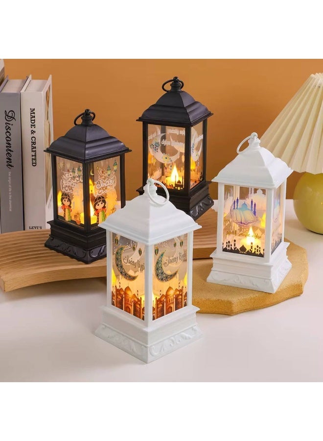 رمضان  تشكيلة الفوانيس البلاستك المستوردة استاند فانوس رمضان برسومات اشكال رمضانية  بانوار ورم الفانوس باللون الابيض بيشتغل بحجارة ساعه - Image 3