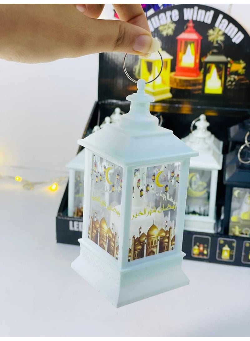 رمضان  تشكيلة الفوانيس البلاستك المستوردة استاند فانوس رمضان برسومات اشكال رمضانية  بانوار ورم الفانوس باللون الابيض بيشتغل بحجارة ساعه - Image 4