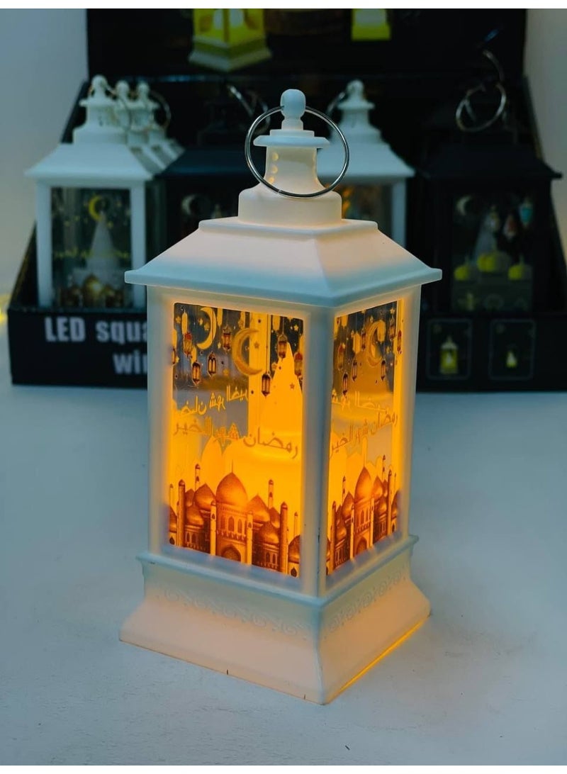 رمضان  تشكيلة الفوانيس البلاستك المستوردة استاند فانوس رمضان برسومات اشكال رمضانية  بانوار ورم الفانوس باللون الابيض بيشتغل بحجارة ساعه - Image 5