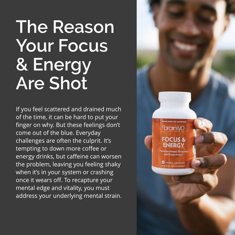 BRAINMD Dr Amen BrainMD Focus  Energy  120 Capsules  Mental Endurance Booster Promotes Concentration  Attention  Caffeine Free Gluten Free  30 Servings - Image 5