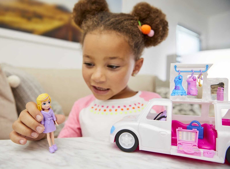Polly Pocket Vehicle Toy with 3-inch Doll & 14 Fashion Accessories, Arrive In Style Limo Playset - Image 2