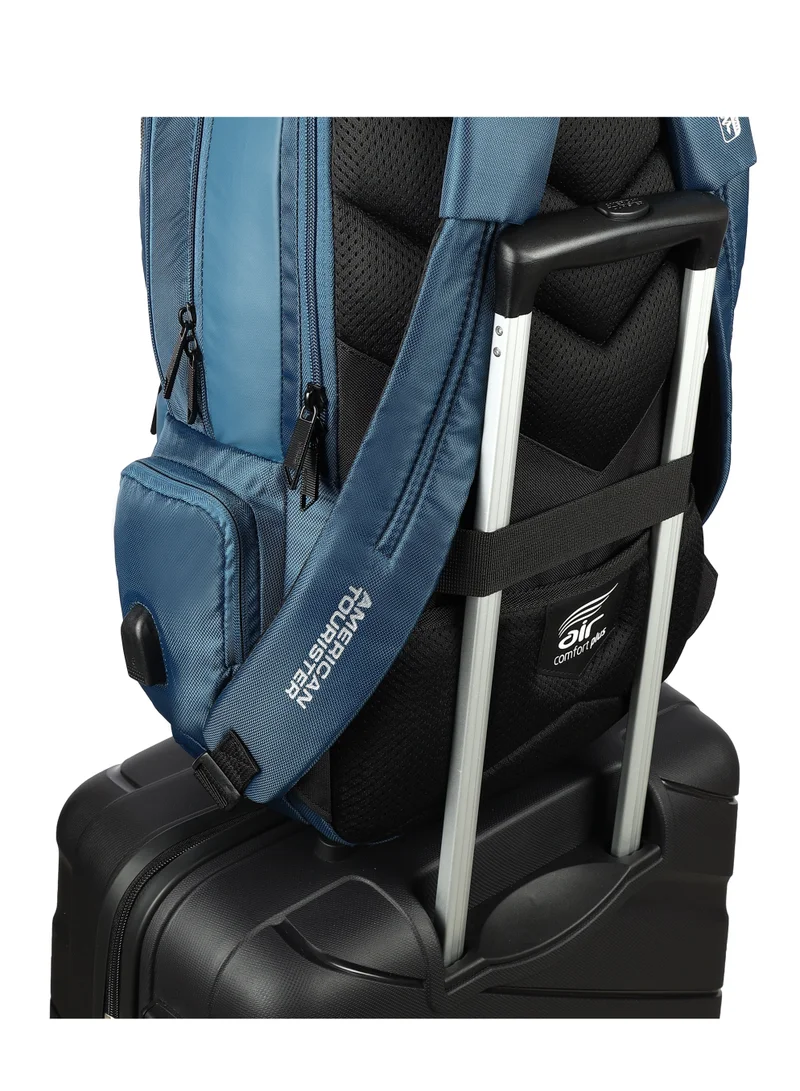 AMERICAN TOURISTER  Segno 2.0 Laptop Backpack, 31L Capacity, Polyester, Navy|Antimicrobial Treated Lining|Back Quick Access Pocket|Expandable|Padded Shoulder Strap|Fits 15.6" Laptop|Bottle Holder - 1 Year International Warranty  | Best Price UAE