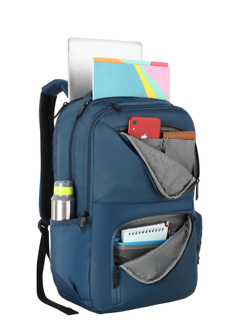 AMERICAN TOURISTER  Segno 2.0 Laptop Backpack, 31L Capacity, Polyester, Navy|Antimicrobial Treated Lining|Back Quick Access Pocket|Expandable|Padded Shoulder Strap|Fits 15.6" Laptop|Bottle Holder - 1 Year International Warranty  | Best Price UAE