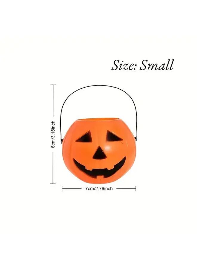 Medium Halloween Pumpkin Bucket with Black Handle Orange Black Jack O Lantern Candy Container - Image 4