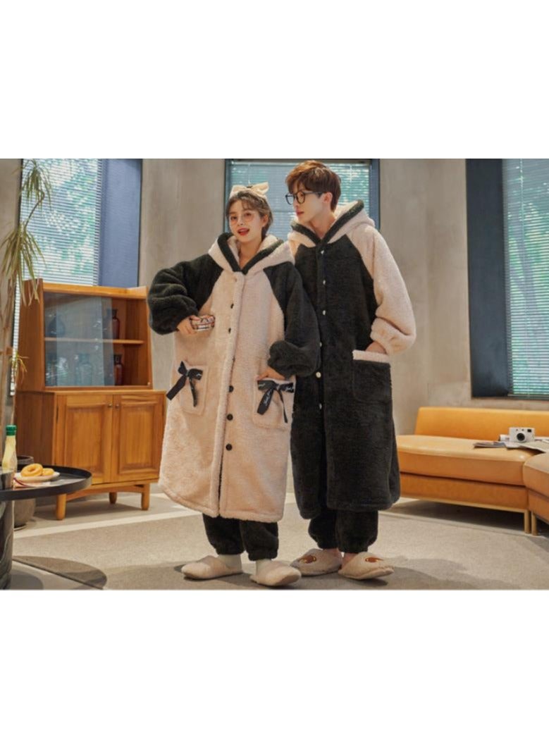 KUYING Sleeping gowns, long coral plush and plush, winter home wear for couples, worn externally  - Image 2