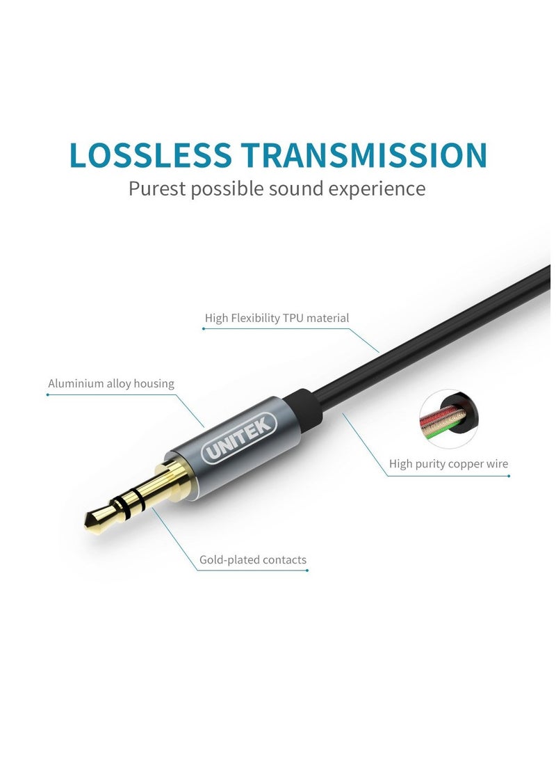 UNITEK 3.5mm Stereo Audio Cable, Aux Cable 1.0M Male to Male Stereo Auxiliary Aux Jack Compatible for iPhone, iPad, Samsung Smartphones, Tablets Car Home Stereos, Beats Bose Sony Headphones Speaker - Image 2