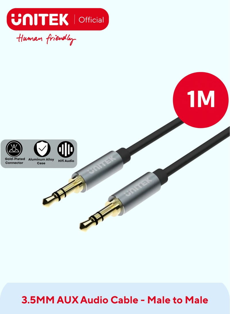 UNITEK 3.5mm Stereo Audio Cable, Aux Cable 1.0M Male to Male Stereo Auxiliary Aux Jack Compatible for iPhone, iPad, Samsung Smartphones, Tablets Car Home Stereos, Beats Bose Sony Headphones Speaker - Image 1