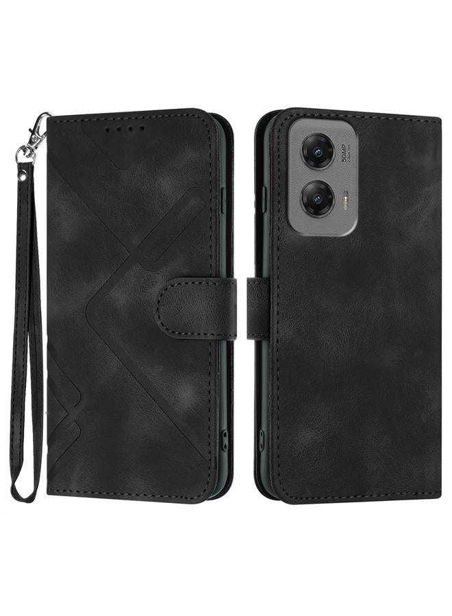 اس-توب جراب لهاتف Motorola Moto G Stylus 5G 2024، جراب هاتف من الجلد بنمط خطوط - Image 1