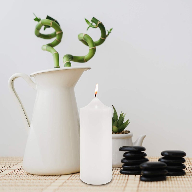 Super Z Outlet Unscented Pillar Candles for Weddings, Home Decoration, Relaxation, Spa, Smokeless Cotton Wick (1, White, 3"x9") - Image 2