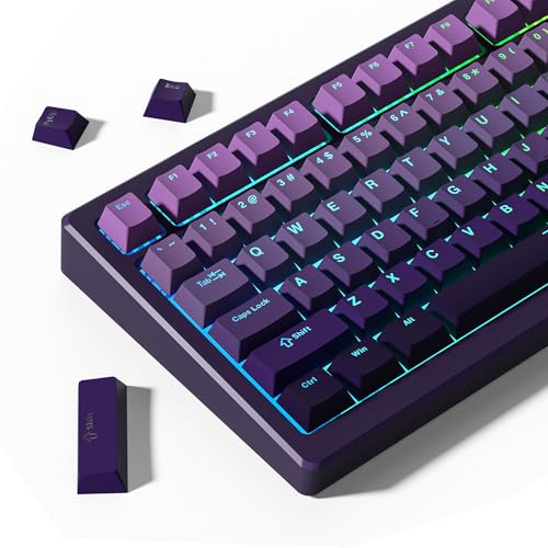 Womier Shine Through PBT Keycaps 60 75 100 Percent Cherry Profile, Custom Key Cap Doubleshot Keycaps Set, Universal Compatiability for Cherry Gateron MX Switches Keyboard, Gradient Purple - Image 1