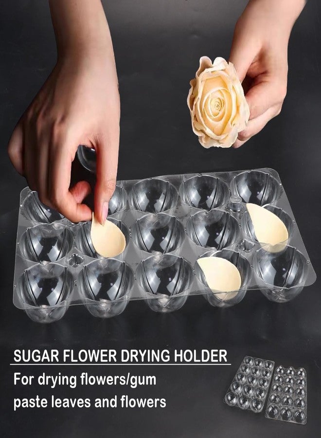 LCJAOF 4 Sets Sugar Flower Drying Molds - Plastic Fondant Shaping Trays for Cake Decoration and Sugarcraft, Gum Paste, Chocolate, and Dessert Baking Tools - Image 3