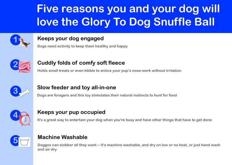 Glory To Dog Puppy and Small Breed Snuffle Interactive Foraging Dog Puzzle Ball Toy Pink - Image 2
