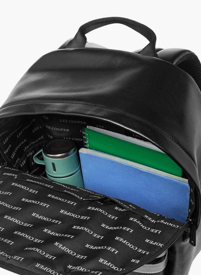 Lee Cooper BLACK Panelled Backpack with Adjustable Shoulder Straps for Men | Best Price UAE