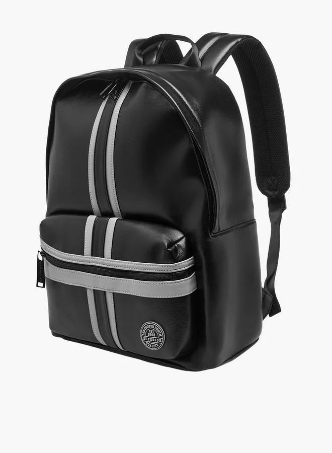 Lee Cooper BLACK Panelled Backpack with Adjustable Shoulder Straps  | Best Price UAE