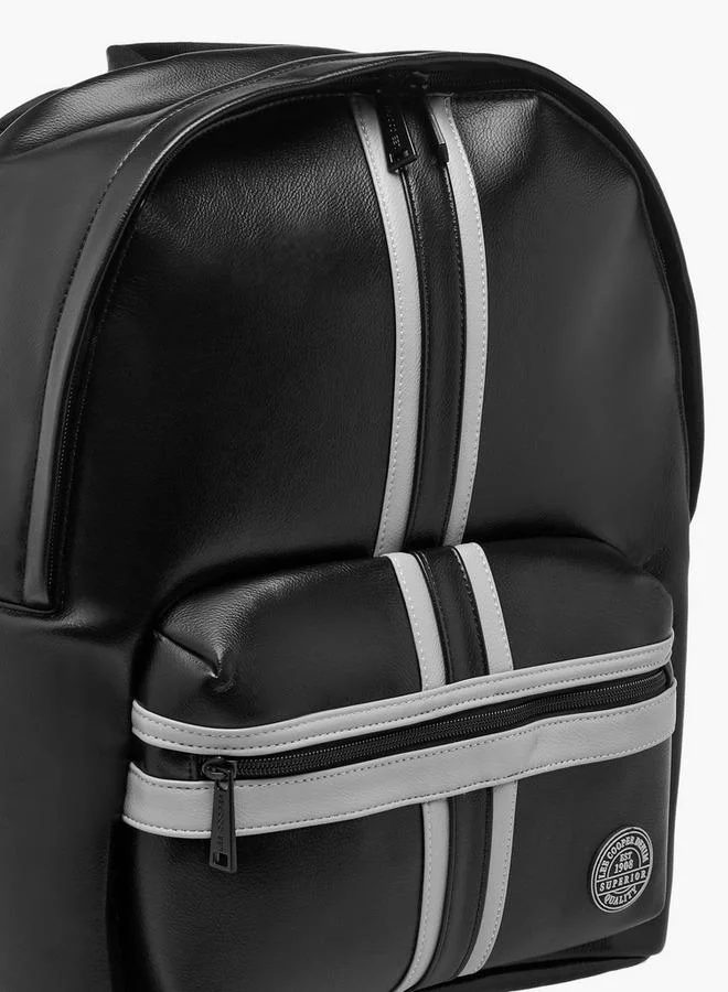 Lee Cooper BLACK Panelled Backpack with Adjustable Shoulder Straps  | Best Price UAE