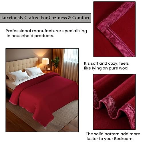 CHANDRAVATI Modern Polar Fleece All Season Blanket with || Satan Border || 500 TC || Heavy Quality || (PL-Maroon, Single) - Image 5