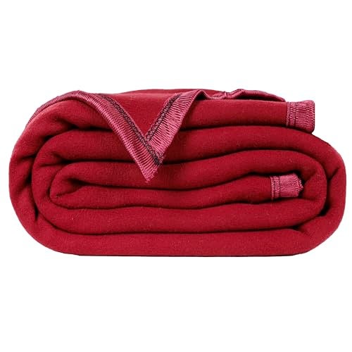 CHANDRAVATI Modern Polar Fleece All Season Blanket with || Satan Border || 500 TC || Heavy Quality || (PL-Maroon, Single) - Image 1