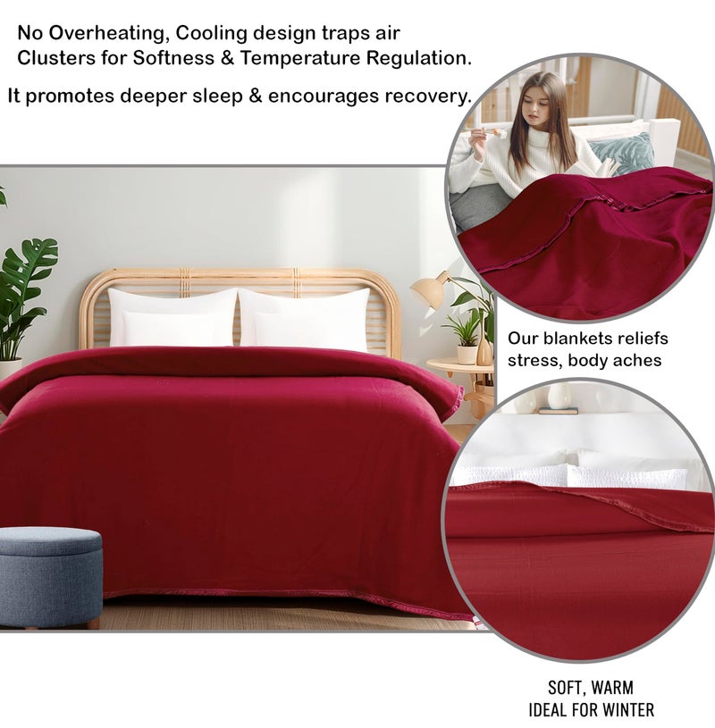 CHANDRAVATI Modern Polar Fleece All Season Blanket with || Satan Border || 500 TC || Heavy Quality || (PL-Maroon, Single) - Image 3