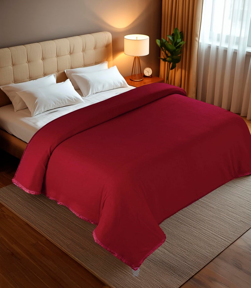 CHANDRAVATI Modern Polar Fleece All Season Blanket with || Satan Border || 500 TC || Heavy Quality || (PL-Maroon, Single) - Image 2