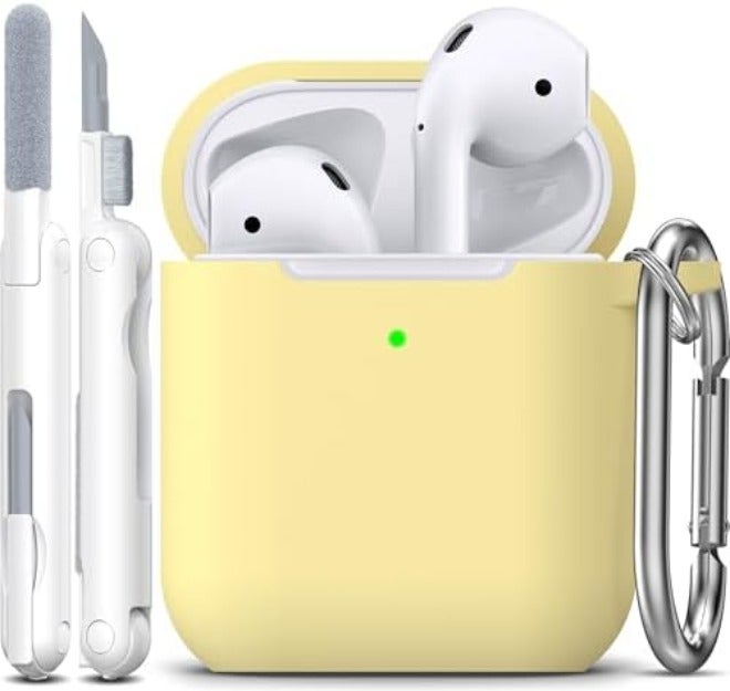 R-fun for AirPods 1/2 Case, Soft Silicone Protective Cover with Keychain and Cleaning Pen, Compatible with AirPods 2nd/1st Generation (2016/2019), Full Drop Protection Cover, Pink - Image 1