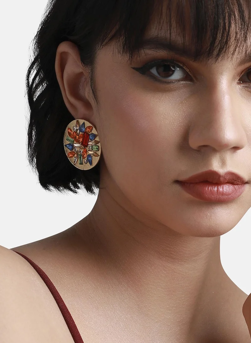 SOHI Circular Crystal Artificial Stud Earring Jewellery