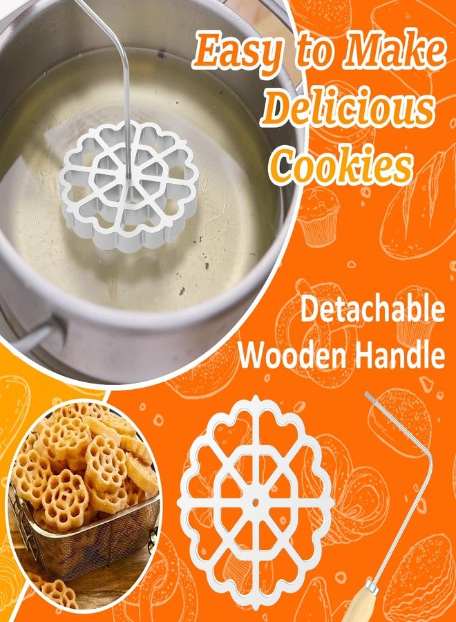 KNFFSAAJL Bunuelos Mold with Handle Detachable Rosette Iron Mold Flower Bunuelos Cookie Maker Molds Cast Aluminum Rosette Maker for Kitchen Baking Cooking 4.8 inches (1 pc) - Image 2