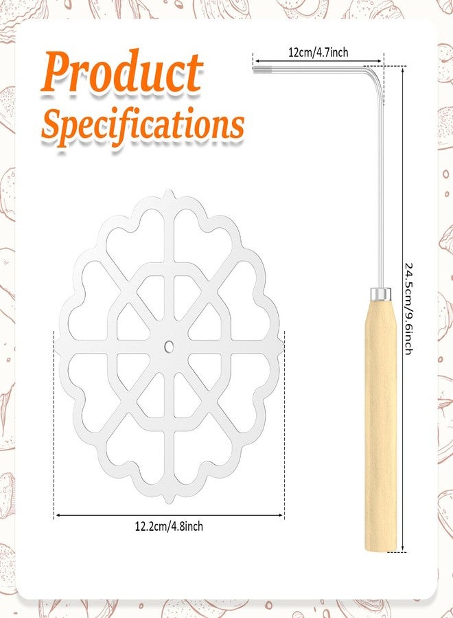 KNFFSAAJL Bunuelos Mold with Handle Detachable Rosette Iron Mold Flower Bunuelos Cookie Maker Molds Cast Aluminum Rosette Maker for Kitchen Baking Cooking 4.8 inches (1 pc) - Image 3