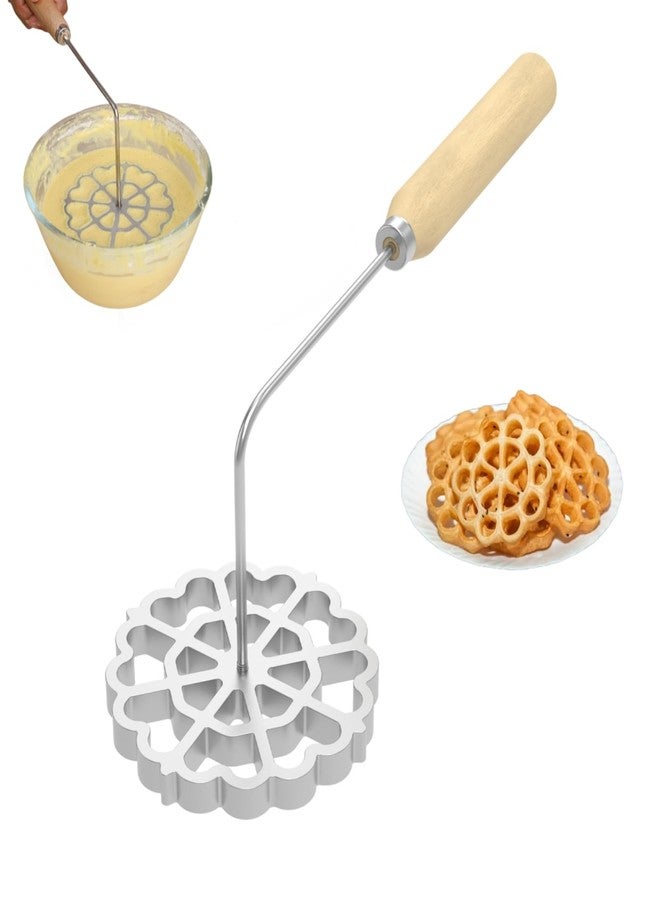 KNFFSAAJL Bunuelos Mold with Handle Detachable Rosette Iron Mold Flower Bunuelos Cookie Maker Molds Cast Aluminum Rosette Maker for Kitchen Baking Cooking 4.8 inches (1 pc) - Image 1
