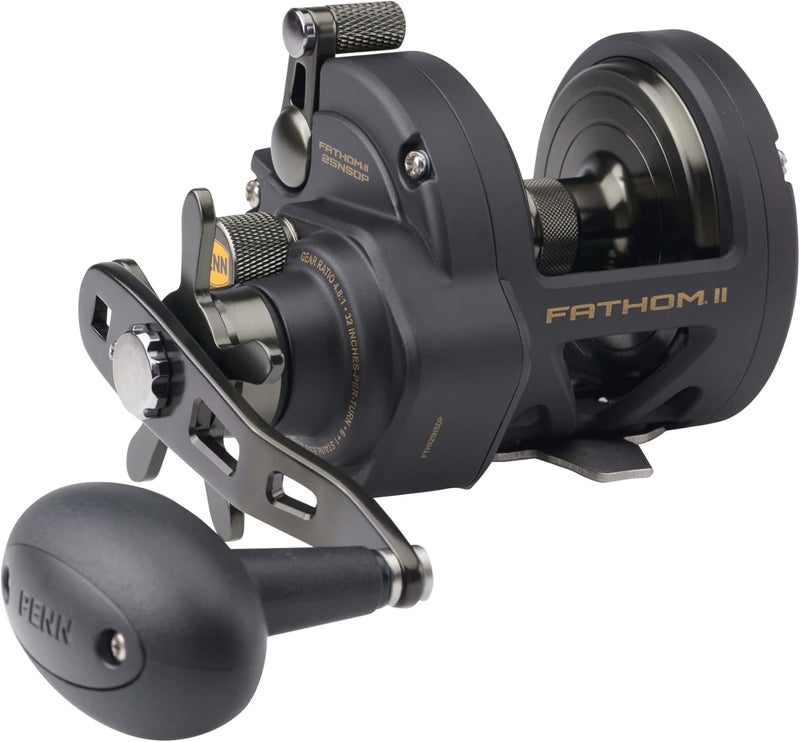 PENN Fathom II Star Drag Conventional Fishing Reel, Black Gold, 25N - Image 1