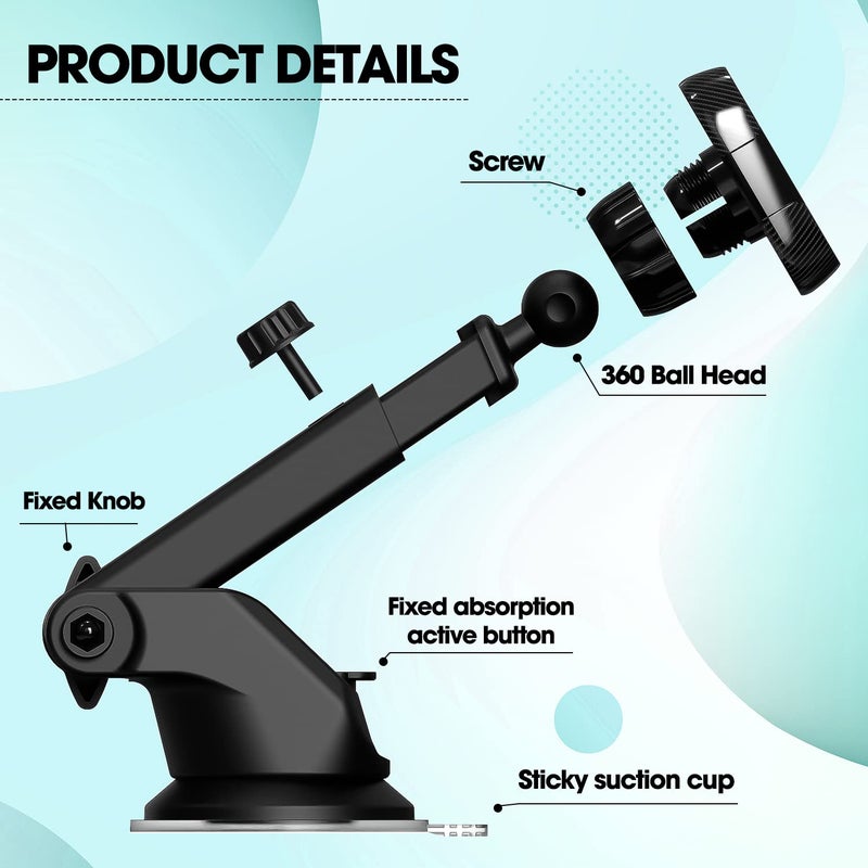 Sounce Car Phone Mount Magnetic, Car Dashboard, Windshield, and Air Vent Mount, Phone Holder, Universal Magnetic Phone Car Mount with Powerful Suction Cup Built-in Strong 6 Magnets for all Cell Phones - Image 2