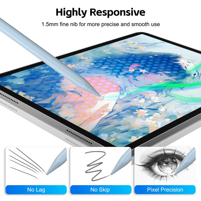 Aspaper Stylus Pen for iPad 2025-2018 with 13mins Fast Charge,Tilt Sensitive Palm Rejection Pencil for 11th A16,10th/9th/8th/7th/6th, Air 11/13 M2/M3,Pro 11/13 M4/M5,Pro 12.9â€œ,Air 5/4/3,Mini 7/6/5 - Image 3