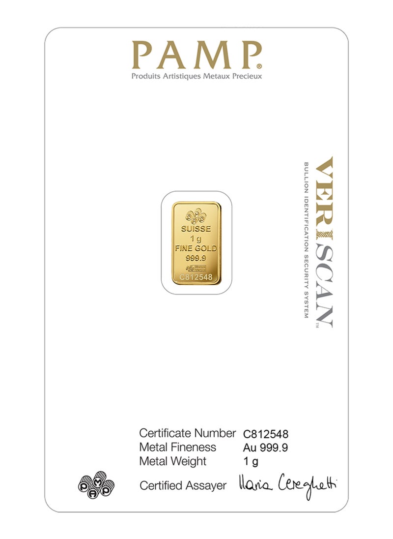 PAMP Suisse Pamp 1 Gram 24k Gold Bar - 1 Grams Gold Bar 24KT 999.9 Purity  - Image 4