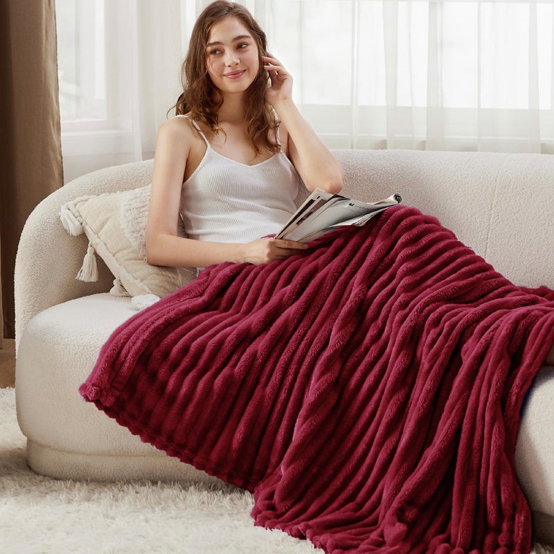 Bedsure GentleSoft Red Fleece Blanket for Couch - Cozy Soft Blankets for Women, Cute Small Throws for Girls, 108x90 Inches - Image 3
