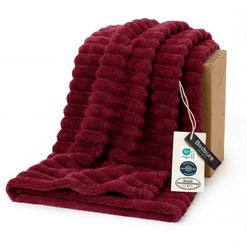 Bedsure GentleSoft Red Fleece Blanket for Couch - Cozy Soft Blankets for Women, Cute Small Throws for Girls, 108x90 Inches - Image 1