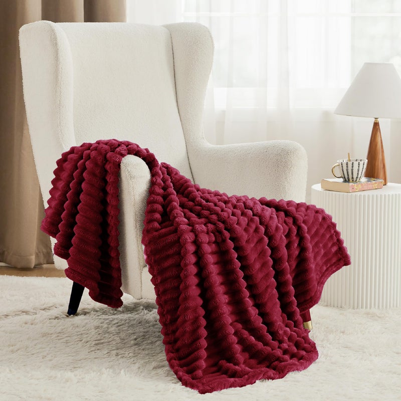 Bedsure GentleSoft Red Fleece Blanket for Couch - Cozy Soft Blankets for Women, Cute Small Throws for Girls, 108x90 Inches - Image 2