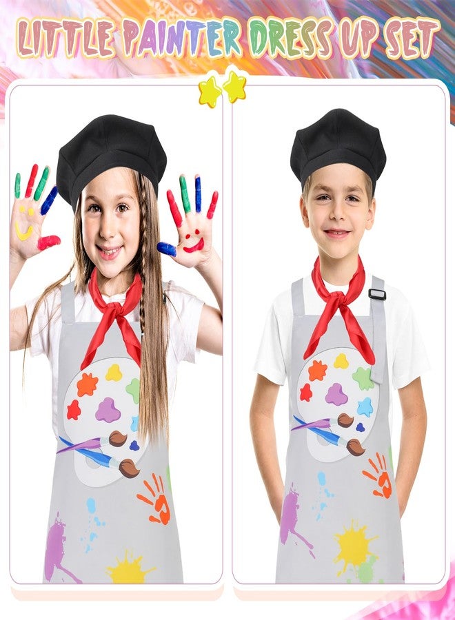 XLSXEXCL Artist Costume for Kids, Painter Dress Up with Beret, Paint Bucket, Palette, Brush, Scarf, and Artist Apron for Painting, Halloween Career Day Outfit for Boys and Girls - Image 5