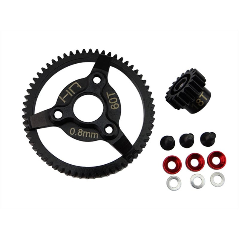Hot Racing STE260 Steel Pinion and Spur Gear Set 18t60t 32pRed TRA - Image 2