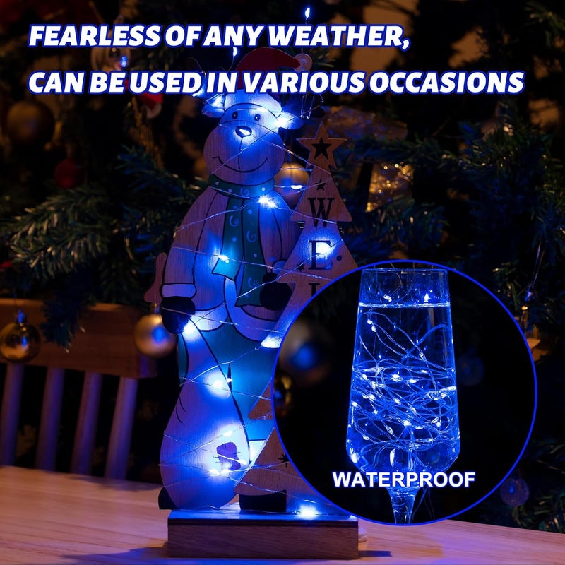 SINAMER 6PCS Fairy Lights Battery Powered with Remote, 7ft 20LEDs Blue Twinkle Mini Lights with Timer, Waterproof Small Silver Wire Firefly Starry for DIY Wedding Party Christmas - Image 4