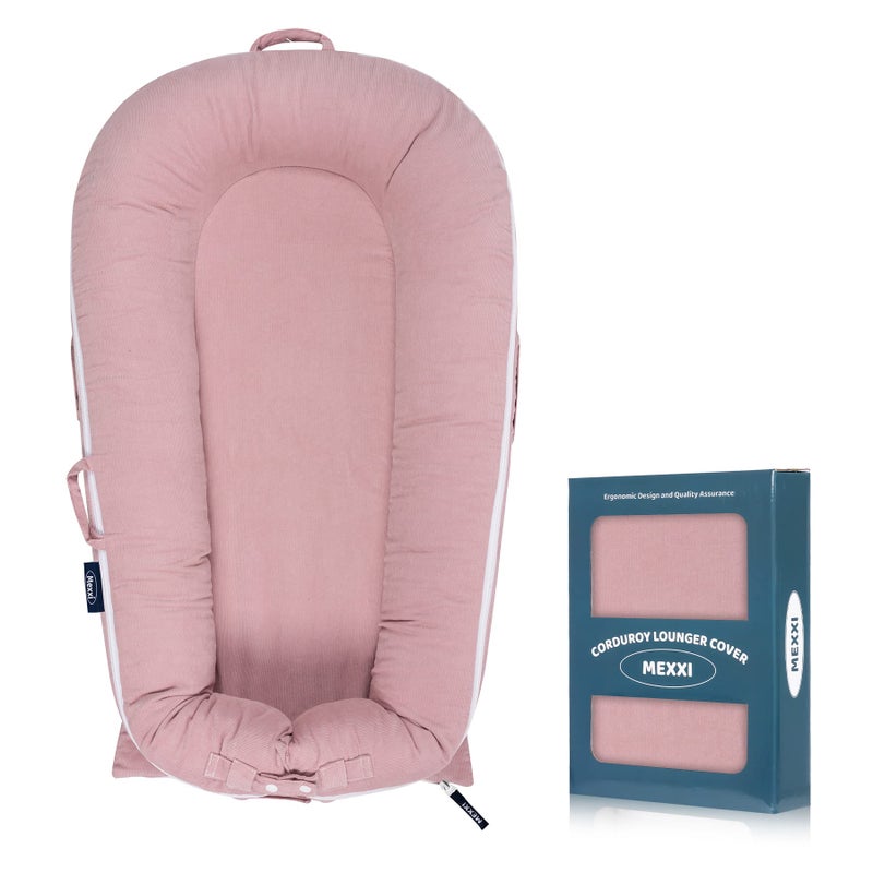 MEXXI Corduroy Lounger Cover for Dockatot Deluxe Docks MEXXI Breathable Cotton Baby Lounger Extra Cover Hypoallergenic Baby Nest Replacement Cover Cover Only Corduroy Flamingo 