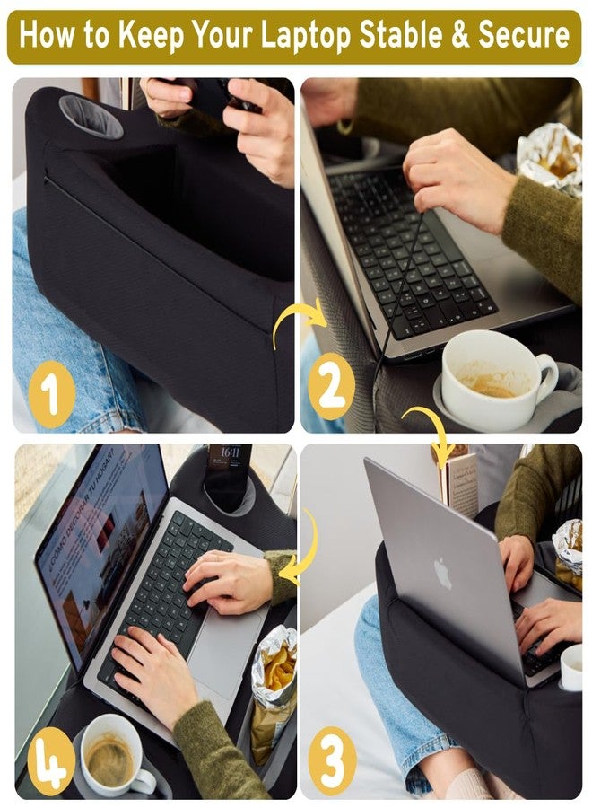 TabCouchCaddy Lap Desk Pillow - Cushioned Lap Pillow for Reading, Gaming, Work & Travel, Soft & Portable Laptop Desk for Bed, Couch, or Car, Ergonomic Support for Laptops & Tablets (Black) - Image 5
