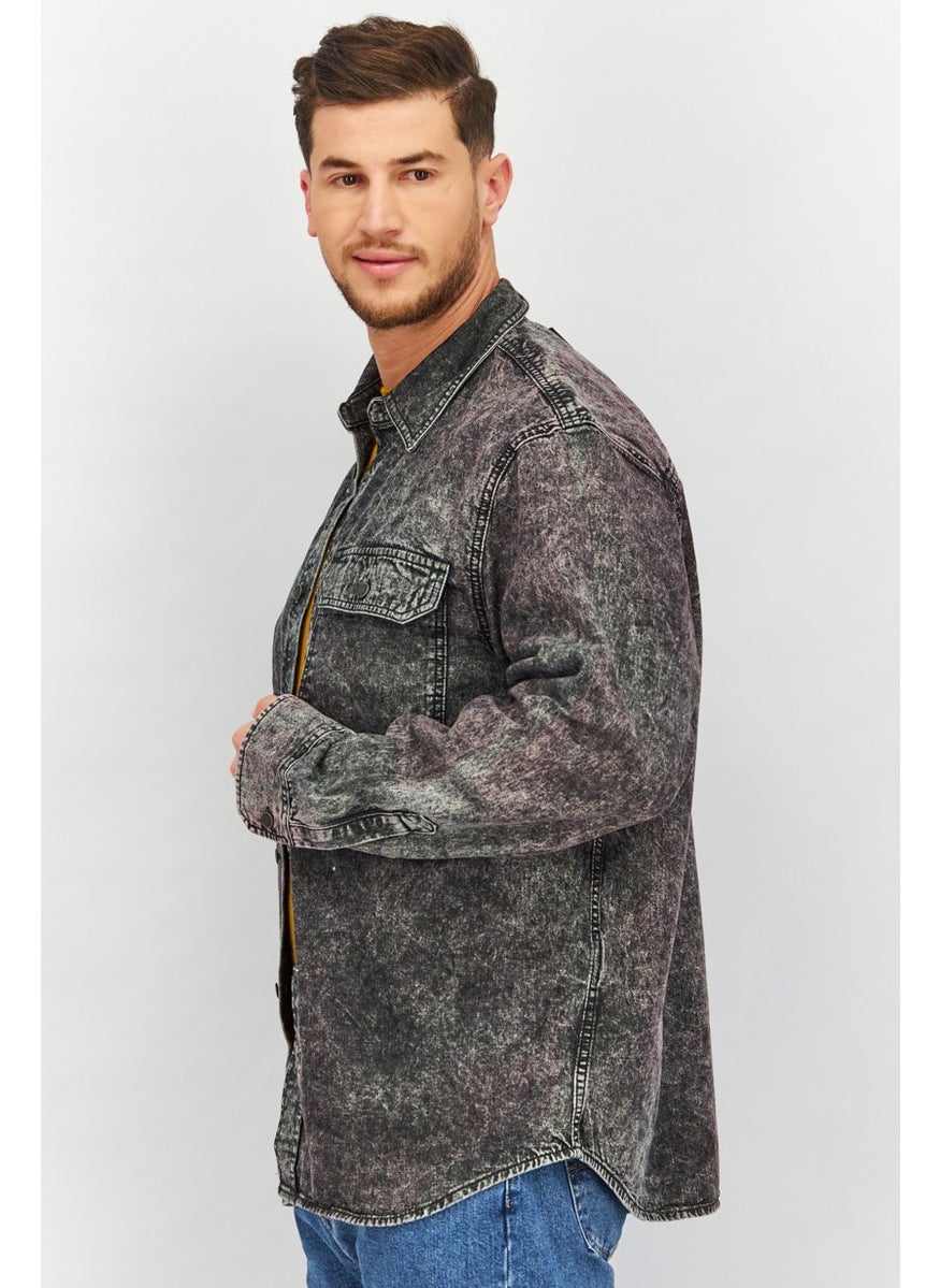 DIESEL Men Washed Denim Jacket, Black  - Image 2