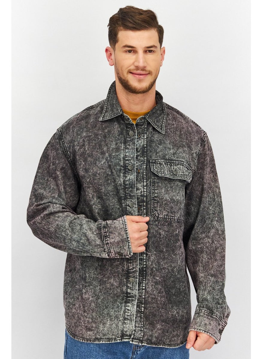 DIESEL Men Washed Denim Jacket, Black  - Image 1