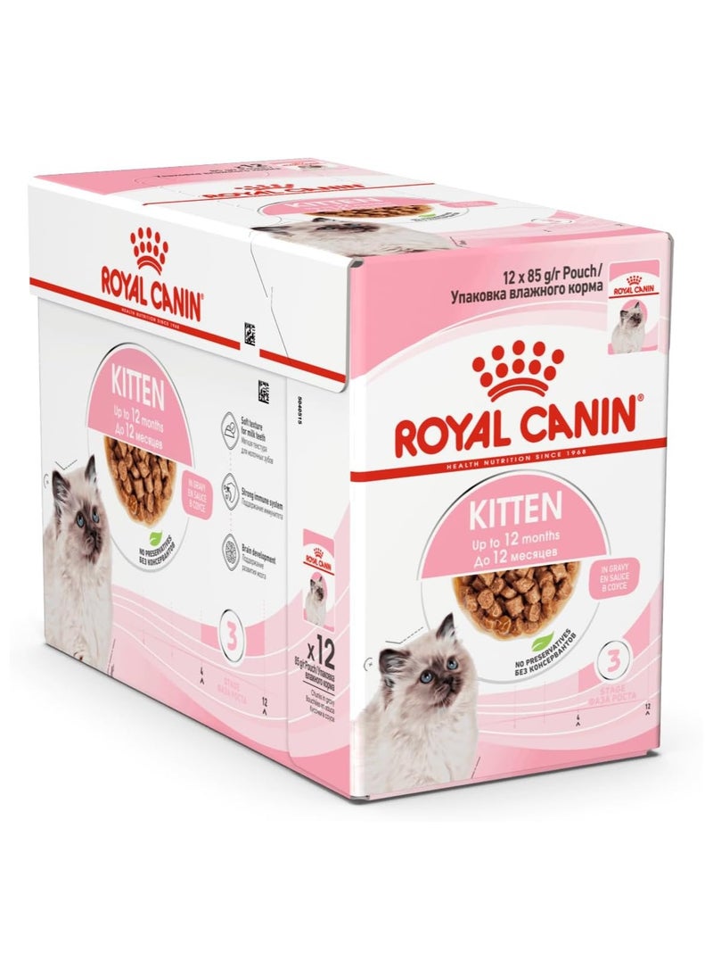 ROYAL CANIN - Royal Canin Feline Health Nutrition Kitten Gravy 12x 85gm Cat Wet Food Pouches - Image 1